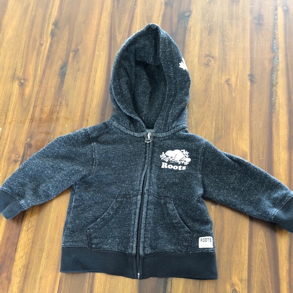 Roots Zip-up Sweatsuit 12-18M heathered black - Picture 4 of 5